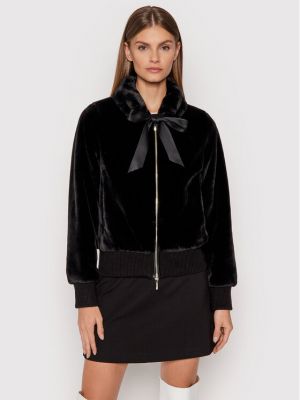 Kožna jakna s krznom Blugirl Blumarine crna