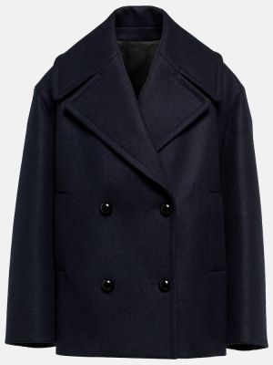Vlnený krátký kabát Alaã¯a modrá