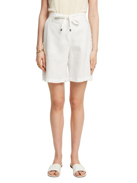Pantalones cortos de lino bootcut Esprit Collection blanco