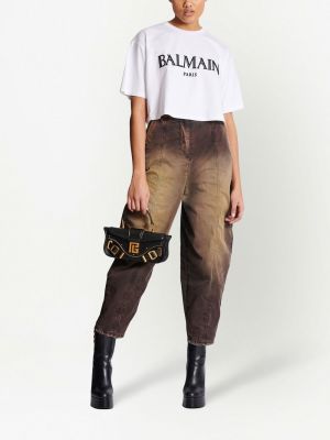 Skinny jeans mit print Balmain braun