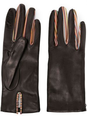 Pruhované kožené rukavice Paul Smith čierna