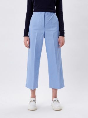Синие шелковые шерстяные классические брюки Weekend Max Mara