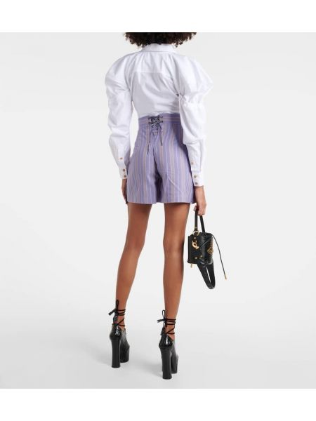 Prugaste pamučne kratke hlače visoki struk Vivienne Westwood ljubičasta