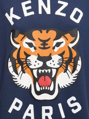 Oversized bombažna majica s tigrastim vzorcem Kenzo Paris bela