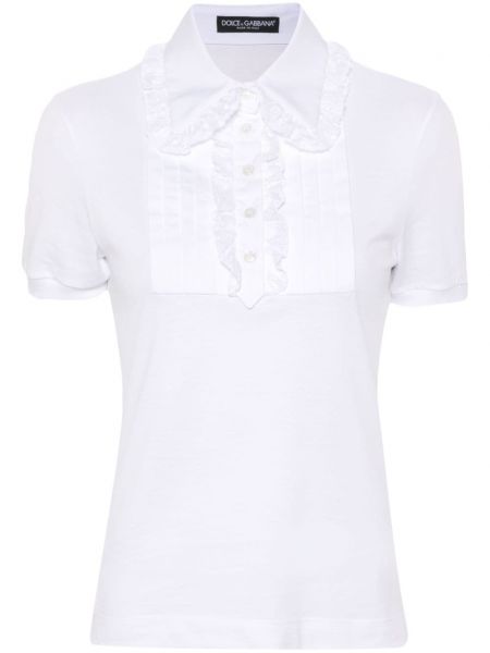 Nėriniuotas polo marškinėliai Dolce & Gabbana balta