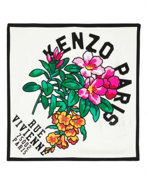 Копринен шал с принт Kenzo бяло