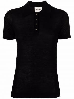 Прозрачна плетена поло тениска Nanushka черно