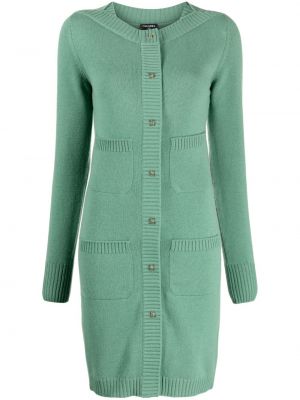 Obleka z gumbi iz kašmirja Chanel Pre-owned zelena