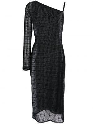Ασύμμετρη βραδινό φόρεμα με διαφανεια Courreges μαύρο