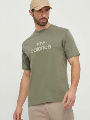 Koszulka bawełniana z nadrukiem New Balance zielona