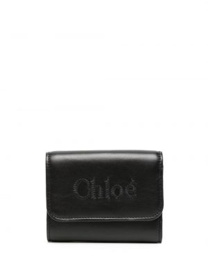 Kožená peňaženka Chloé čierna