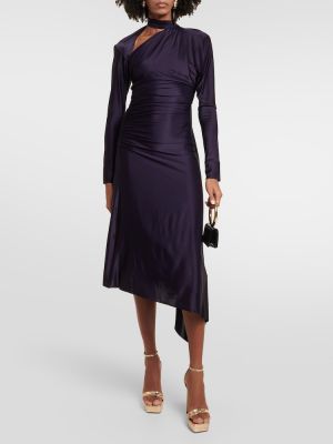 Асиметрична миди рокля от джърси Victoria Beckham виолетово