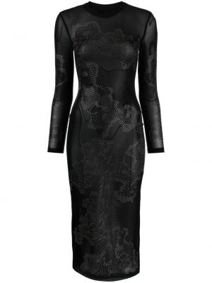 Krištáľové koktejlkové šaty Cynthia Rowley čierna