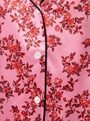 Jedwabna satynowa koszula z nadrukiem Emilia Wickstead różowa