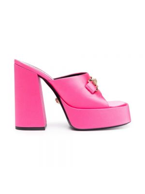 Chaussures de ville en satin à plateforme Versace rose