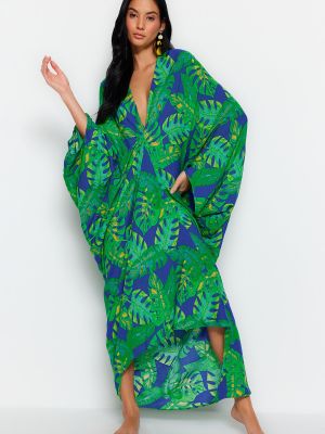 Пляжное длинное платье с тропическим принтом Trendyol