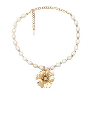 Collier avec perles à fleurs Ettika doré