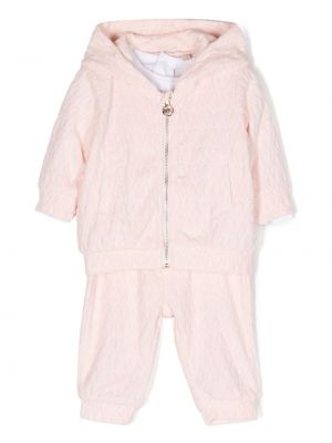 Jacquard puuvilla verryttelypuku tytöille Michael Kors Kids pinkki