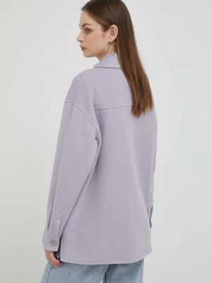 Vlněná bunda Calvin Klein fialová
