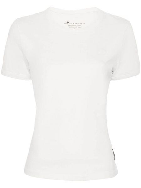 Bavlnené tričko s výšivkou Moose Knuckles biela