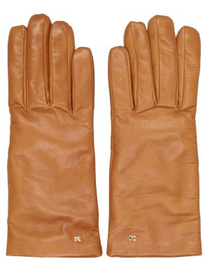 Rękawiczki skórzane Max Mara brązowe