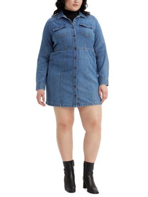 Модное джинсовое платье-рубашка больших размеров Flynn Western из хлопка Levi's синий