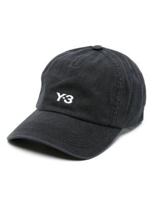 Памучна шапка с козирки бродирана Y-3 черно