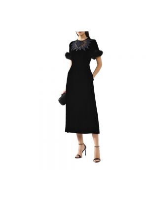 Welurowa sukienka midi Fendi czarna