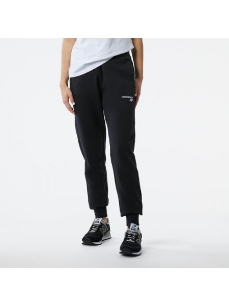 Pantalon classique en polaire en coton New Balance noir