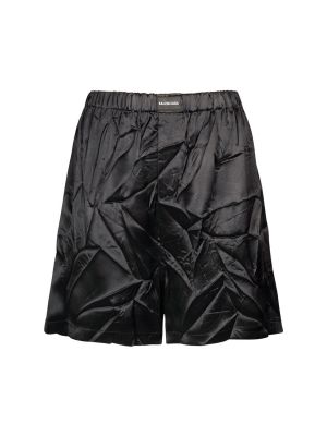Shorts en satin en soie Balenciaga noir