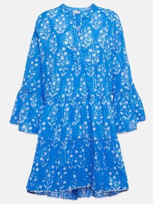 Mini vestido de algodón de flores Juliet Dunn azul