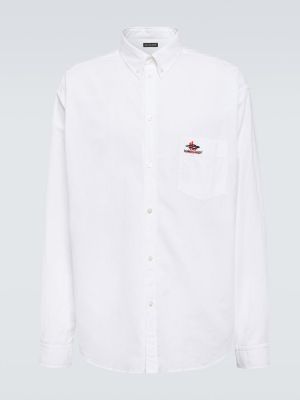 Памучна риза бродирана Balenciaga бяло