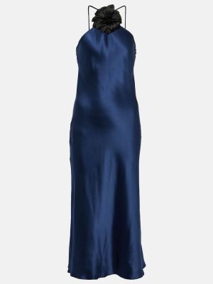 Svilena midi haljina s cvjetnim printom Rodarte plava