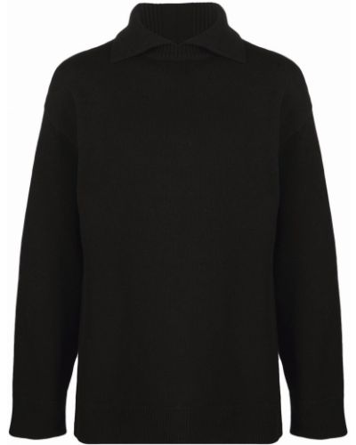 Jersey cuello alto de punto con cuello alto de tela jersey Jil Sander negro