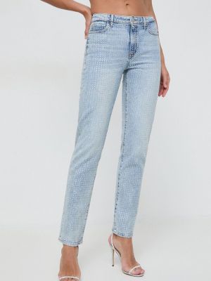 Straight fit džíny s vysokým pasem Guess modré