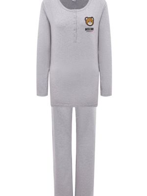 Хлопковая пижама Moschino серая