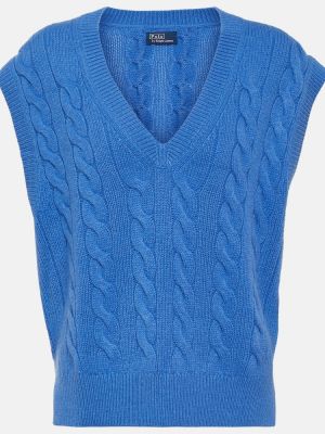 Kašmírová vlněná vesta Polo Ralph Lauren modrá