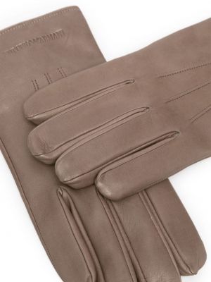 Rękawiczki skórzane Emporio Armani szare