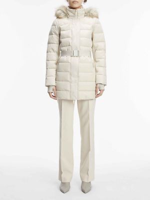 Abrigo slim fit de neopreno Calvin Klein beige