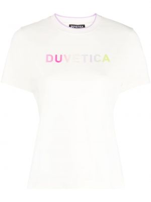 Памучна тениска с принт Duvetica бяло