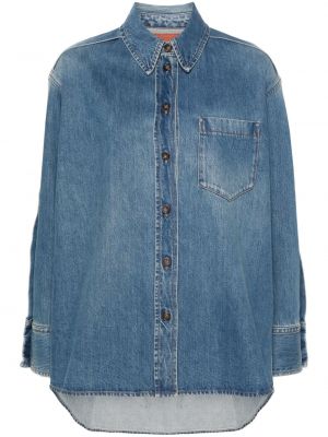 Koszula jeansowa plisowana Victoria Beckham niebieska