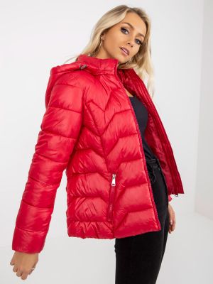 Stepēta starpsezonu sieviešu jaka ar kapuci Fashionhunters sarkans