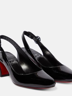 Lakované kožené lodičky s otevřenou patou Christian Louboutin černé