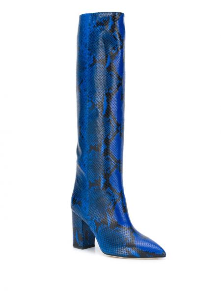 Botas altas de cuero de estampado de serpiente Paris Texas azul