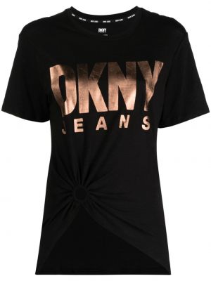 Βαμβακερή μπλούζα με σχέδιο Dkny μαύρο