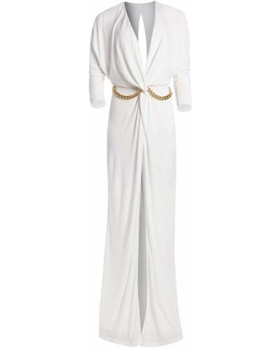 Viskózové dlouhé šaty jersey Dundas bílé