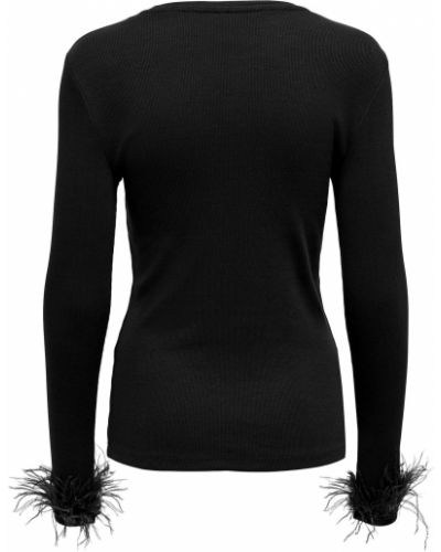 Marškinėliai ilgomis rankovėmis su plunksnomis Only juoda