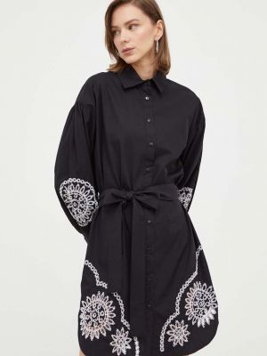 Oversized bavlněné mini šaty Twinset černé