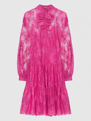 Розовое кружевное платье миди Ermanno Scervino