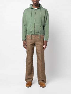 Kokvilnas kapučdžemperis ar rāvējslēdzēju Erl zaļš